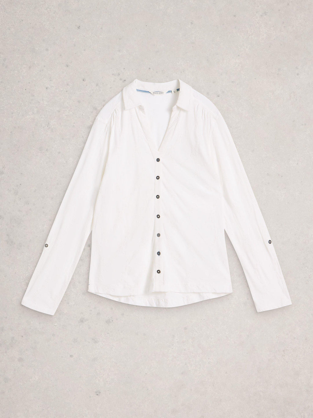 White Stuff Annie Broderie Jersey Shirt-White Stuff-White finn