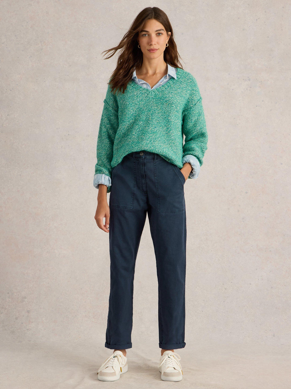 White Stuff Twister Chino Trouser-White Stuff-White finn