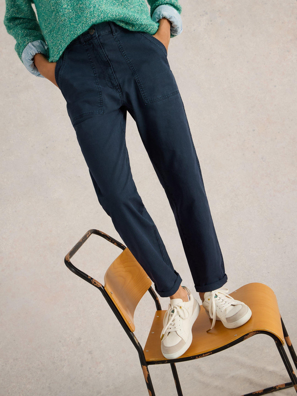 White Stuff Twister Chino Trouser-White Stuff-White finn