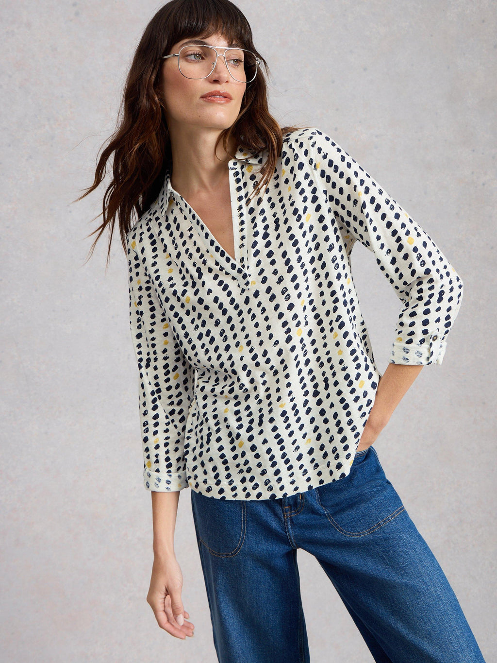 White Stuff Allie Jersey Shirt-White Stuff-White finn