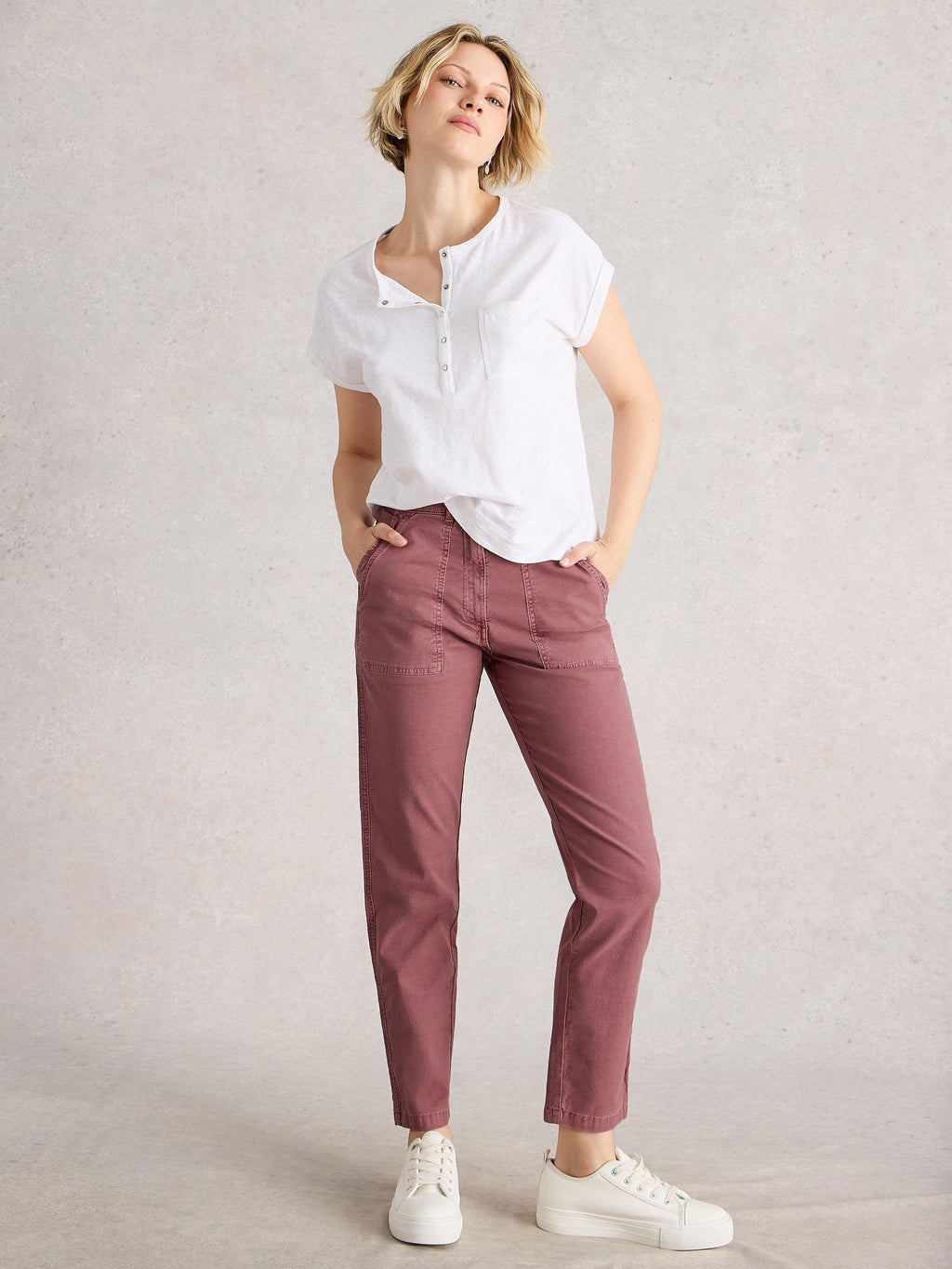 White Stuff Twister Chino Trouser-White Stuff-White finn