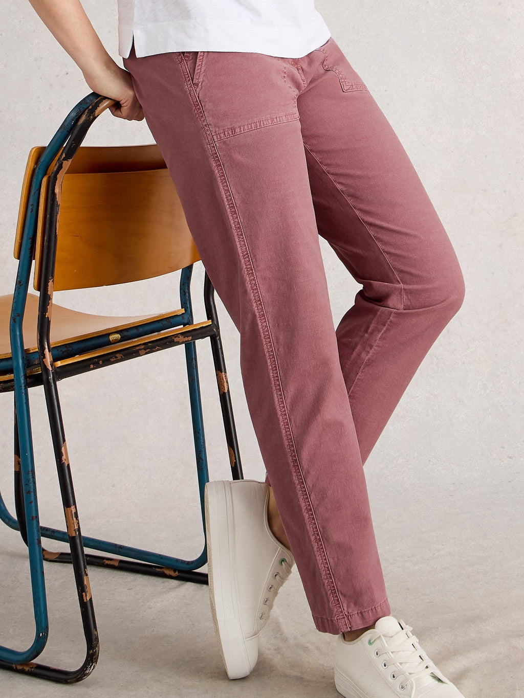 White Stuff Twister Chino Trouser-White Stuff-White finn