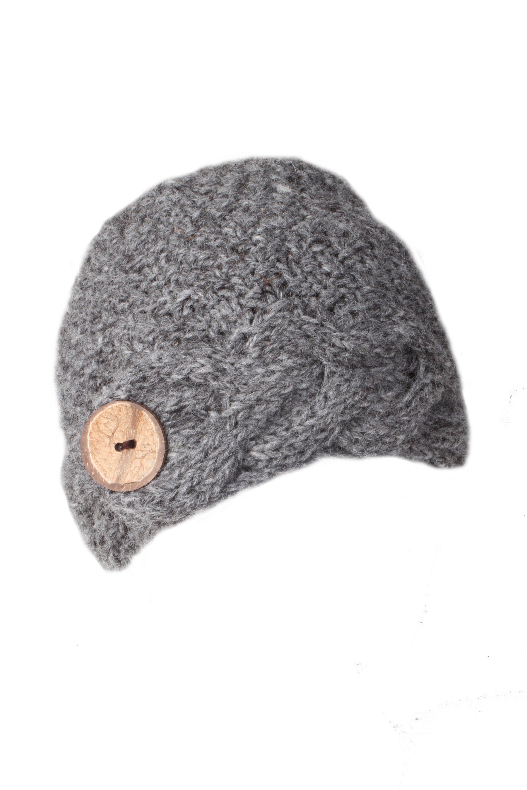 Pachamama Grasmere Button Beenie with button detail-Hat-White finn